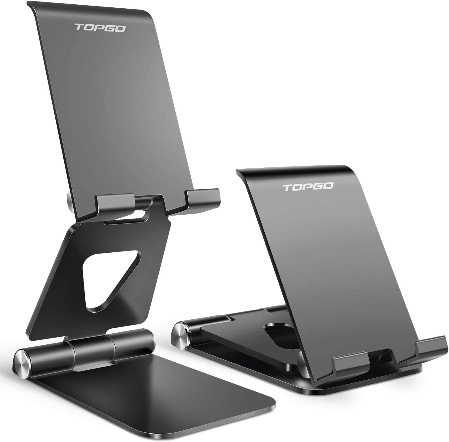 Cell Phone Stand, [Stable & Height Adjustable] Foldable Cellphone Holder for Desk, Office Desktop, Bedside Table, Compatible with Iphone 14/Smartphones/Ipad Mini (Black)