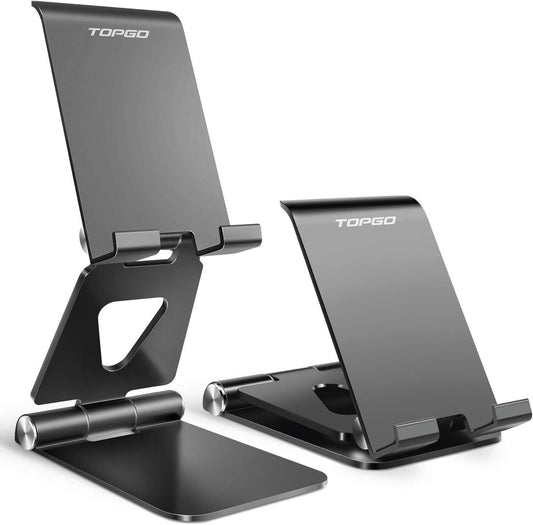 Cell Phone Stand, [Stable & Height Adjustable] Foldable Cellphone Holder for Desk, Office Desktop, Bedside Table, Compatible with Iphone 14/Smartphones/Ipad Mini (Black)